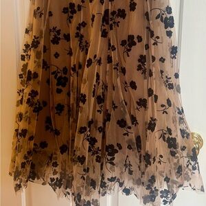 Floral Black and Tan Skater Skirt Fully Lined Fits XL to 3X